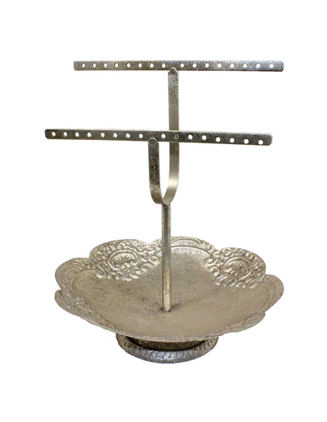 PE6707 - Double Bar Iron Earring Stand with Bowl