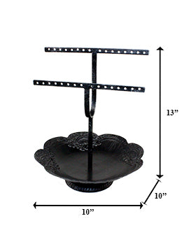 PE6707 - Double Bar Iron Earring Stand with Bowl